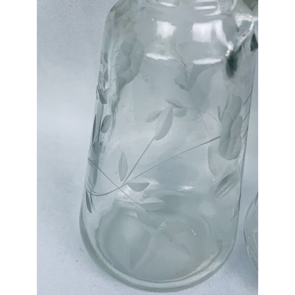Heritage by Princess House Cruet Set One Stopper Clear Etched Glass - Picture 5 of 6